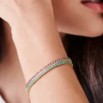 18k Solid Gold Prong Setting Emerald Tennis Emerald Bracelet for Women - Image 7