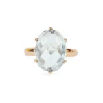 14K Solid Gold Light Green Quartz Candy Cocktail Ring