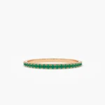 14K Solid Gold Round Emerald Eternity Band - Image 5