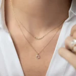 14K Solid Gold Morse Code Lab-Grown Diamond Necklace - Image 4