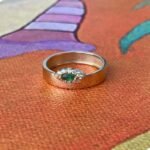 14K Solid Gold Marquise Emerald Band Ring - Image 3