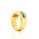 14K Solid Gold Half Eternity Square Emerald Ring - Image 3