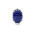 14K Solid Gold Lapis and Diamond Ring Set