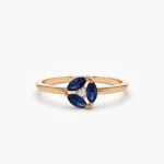 14K Solid Gold Marquise Sapphire Cluster Ring - Image 2