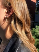 Small Black Natural Diamond Horn Earrings - Image 2