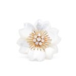 14K Solid Gold Mother of Pearl Flower Ring
