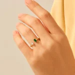 18K純金開口祖母綠戒指