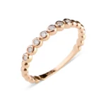 14K Solid Gold Leo Natural Diamond Beaded Stacker
