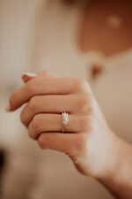 14k Solid Gold Moissanite Diamond Round Ring - Image 4