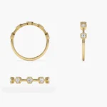 14K Solid Gold  Hexagon Migraine Setting Five Stone Diamond Ring - Image 4