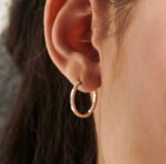 Diamond Hoop Earring 14 Karat Gold - Image 3