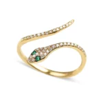 14K Solid Gold Diamond Snake Ring - Image 3