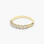 14K Solid Gold 7 Stone U-Shaped Diamond Wedding Band - Image 6