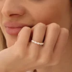 14K Solid Gold  Round Diamond Anniversary Ring - Image 2