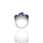 14K Solid Gold Cabochon Blue Sapphire and Diamond Ring - Image 6