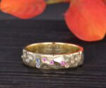 18K Solid Gold Rainbow Pave Cigar Band - Image 2