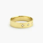 18k Gold Starburst Natural Diamond Signet Ring - Image 3