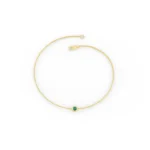 14K Solid Gold 2 MM Round Natural Emerald Bracelet - Image 4