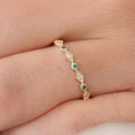 14K Solid Gold 1.5MM Half Eternity Diamond Ring - Image 4