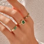 14K Solid Gold Emerald Cluster Band Ring - Image 3