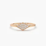 14K Gold Diamond Shape Micro Pave Ring - Image 6