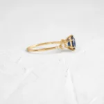 18K Solid Gold Round Cut Blue Sapphire Ring - Image 5