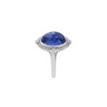 14K Solid Gold Oval Cabochon Tanzanite and Diamond Ring - Image 5