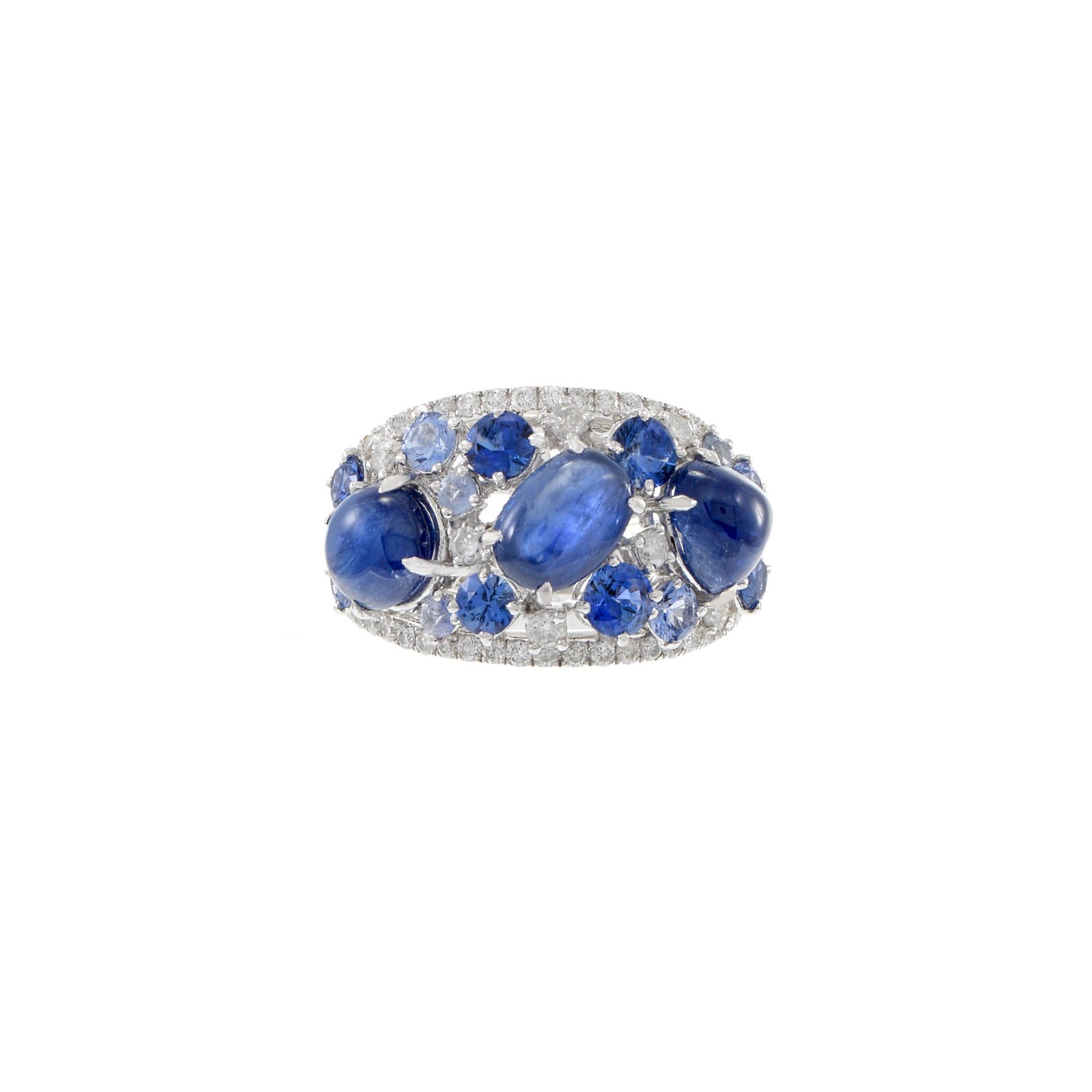 400548_e84456431ad64d24aa0eabf0da32cae8mv2.jpg 14K Solid Gold Cabochon Blue Sapphire and Diamond Ring - Image 1