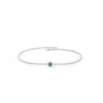 14K純金2毫米圓形天然祖母綠手鍊