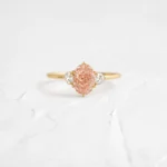 14K純金1.25克拉粉紅莫桑石鑽石戒指