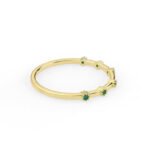 18K Solid Gold Natural Emerald Wedding Band - Image 4
