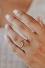 14k Solid Gold 2.16ct Lozenge Champagne Cut Moissanite Engagement Ring - Image 4