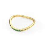 18K Solid Gold Curved Emerald Ring - Image 6