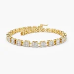 14K Baguette and Round Diamond Illusion Setting Tennis Bracelet - Image 8