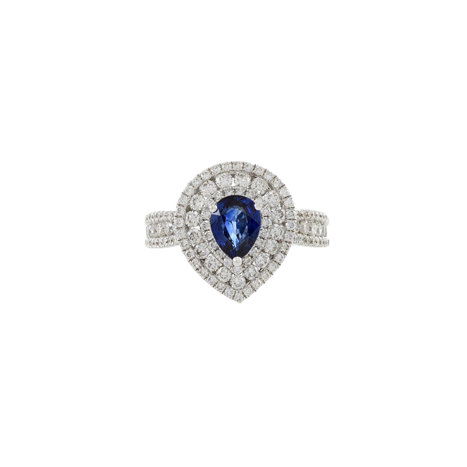 400548_f20385e2be3b4557b771f3546461ba86mv2.jpg 14K Solid Gold Pear Shaped Blue Sapphire and Diamond Ring - Image 1