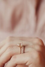 14k Gold Double Row Baguette and Round Moissanite Diamond Band - Image 9