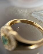 18K Solid Gold Emerald And Diamond Heart Signet Ring - Image 4