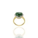 18K Solid Gold Jade And Diamond Heart Ring - Image 8