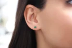14K Solid Gold Baguette Cut Emerald Studs - Image 2