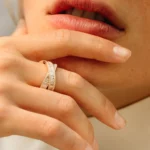 14K Solid Gold Baguette Diamond Crossover Ring - Image 9