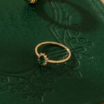 18K Solid Gold Minimalist Emerald Oval Ring - Image 3