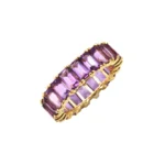 18K Solid Gold Purple Amethyst Emerald Cut Eternity Band - Image 5