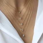 14K 0.20-0.50 ctw Bezel Set Natural Diamond Solitaire Necklace - Image 5