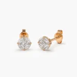 18k 5MM Illusion Setting Natural Diamond Studs| Natural Diamond Stud Earrings - Image 3