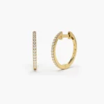 18k 純金中型鑽石環狀耳環