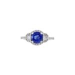 18K Solid Gold Brilliant Round Tanzanite And Diamond Ring