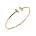 18k Gold Diamond Bar Cuff - Image 2