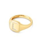 Diamond Letter Signet Ring - Image 8
