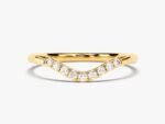 14K Solid Gold Curved Wedding Ring / Nine-Stone Natural Diamond Wedding Band for Women - Image 4