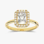 14k Solid Gold 1.5 CT Radiant Natural Diamond Promise Ring Thin Band Platinum Ring - Image 5